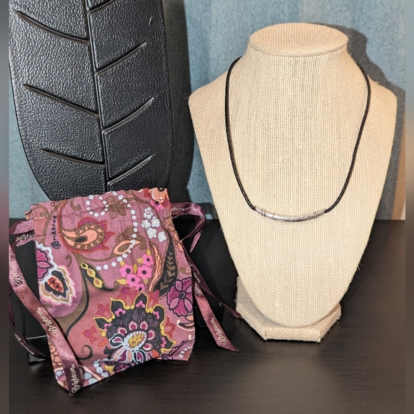 Brighton Black Leather and Silver Necklace And Dust Bag - Picture 2 of 7